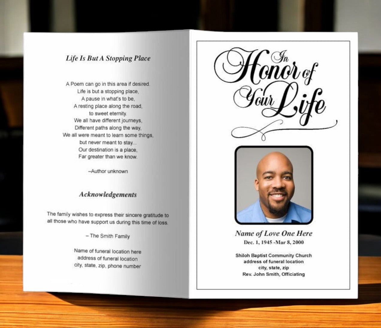 Honor Funeral Program Template