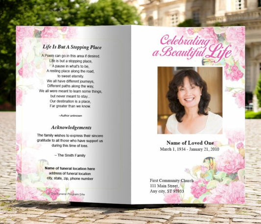 Zahara Watercolor Funeral Program Template