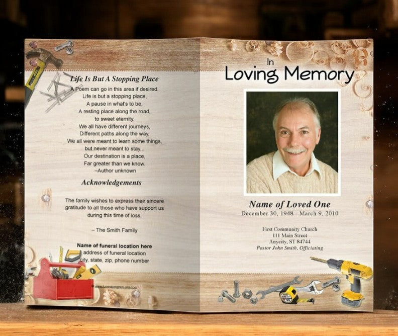 Carpenter Funeral Program Template