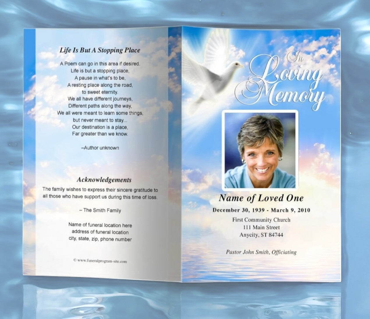 Peace Funeral Program Template