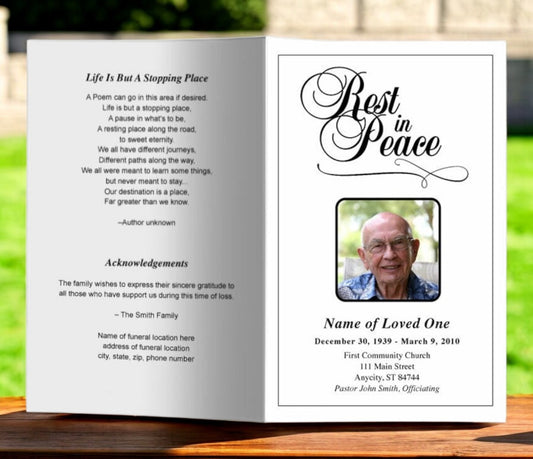 Rest In Peace Funeral Program Template