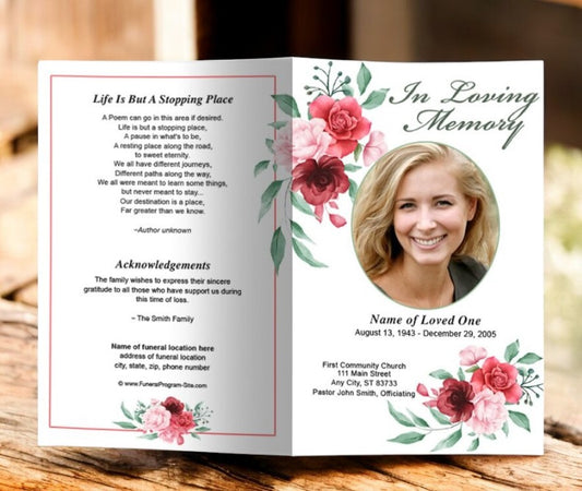 Carrara Watercolor Funeral Program Template