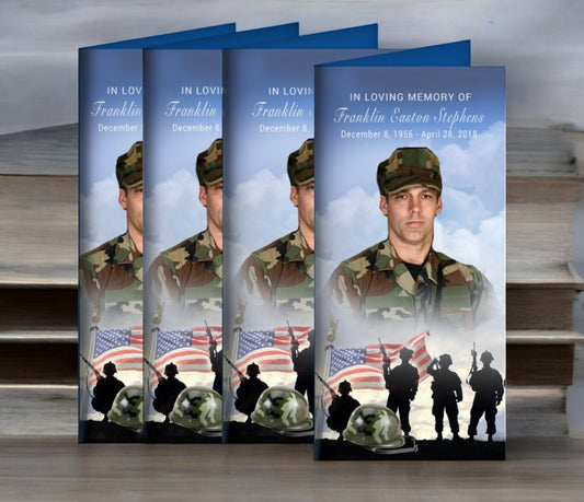 Army Long Fold Funeral Program Design & Print (Pack of 50)