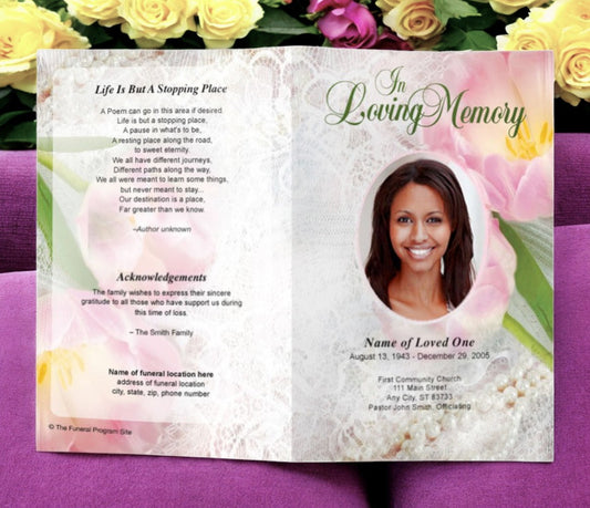 Pearls Funeral Program Template