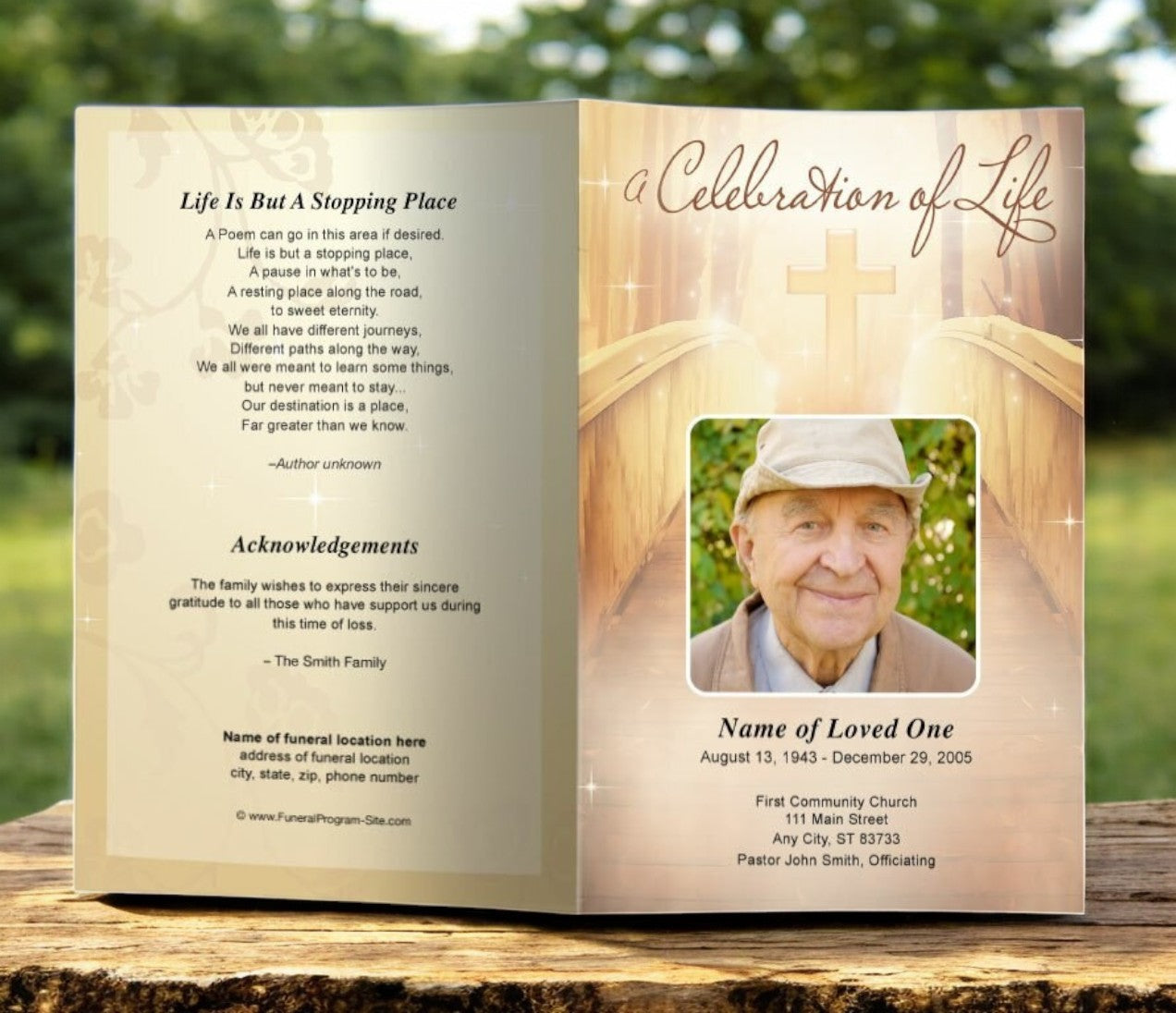 Crossing Funeral Program Template