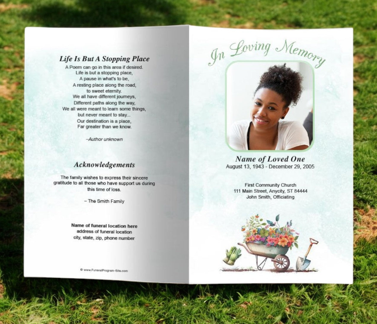 Planting Funeral Program Template