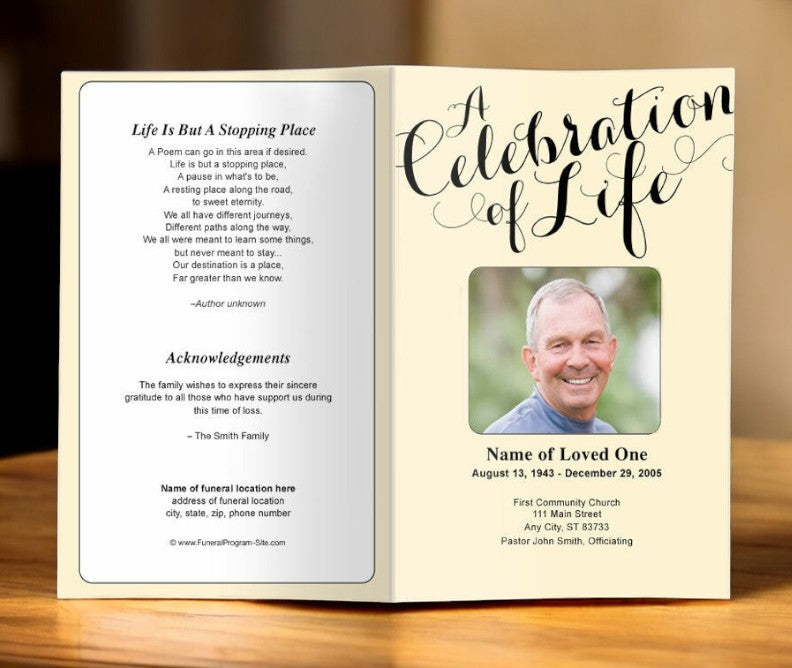 Celebration of Life Funeral Program Template