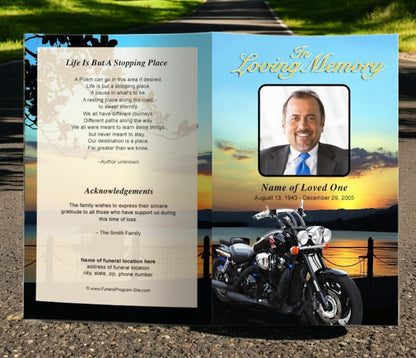 Motorcycle Funeral Program Template