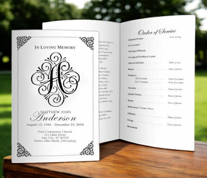 Monogram A Memorial Program Template