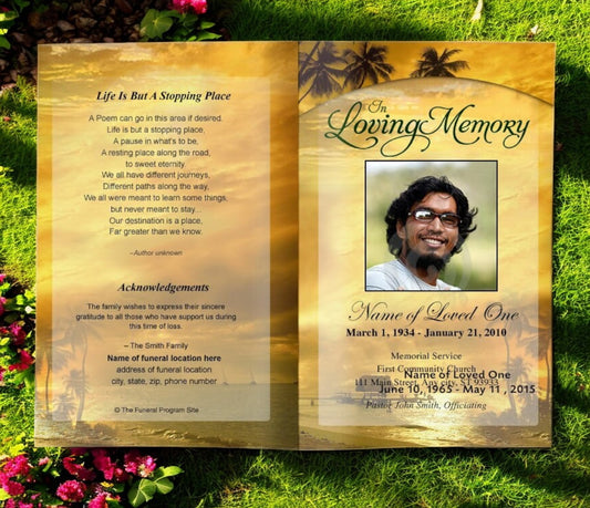 Island Funeral Program Template