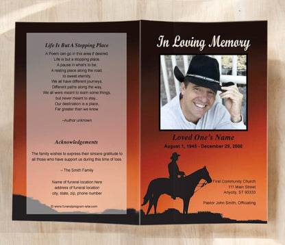 Mustang Funeral Program Template