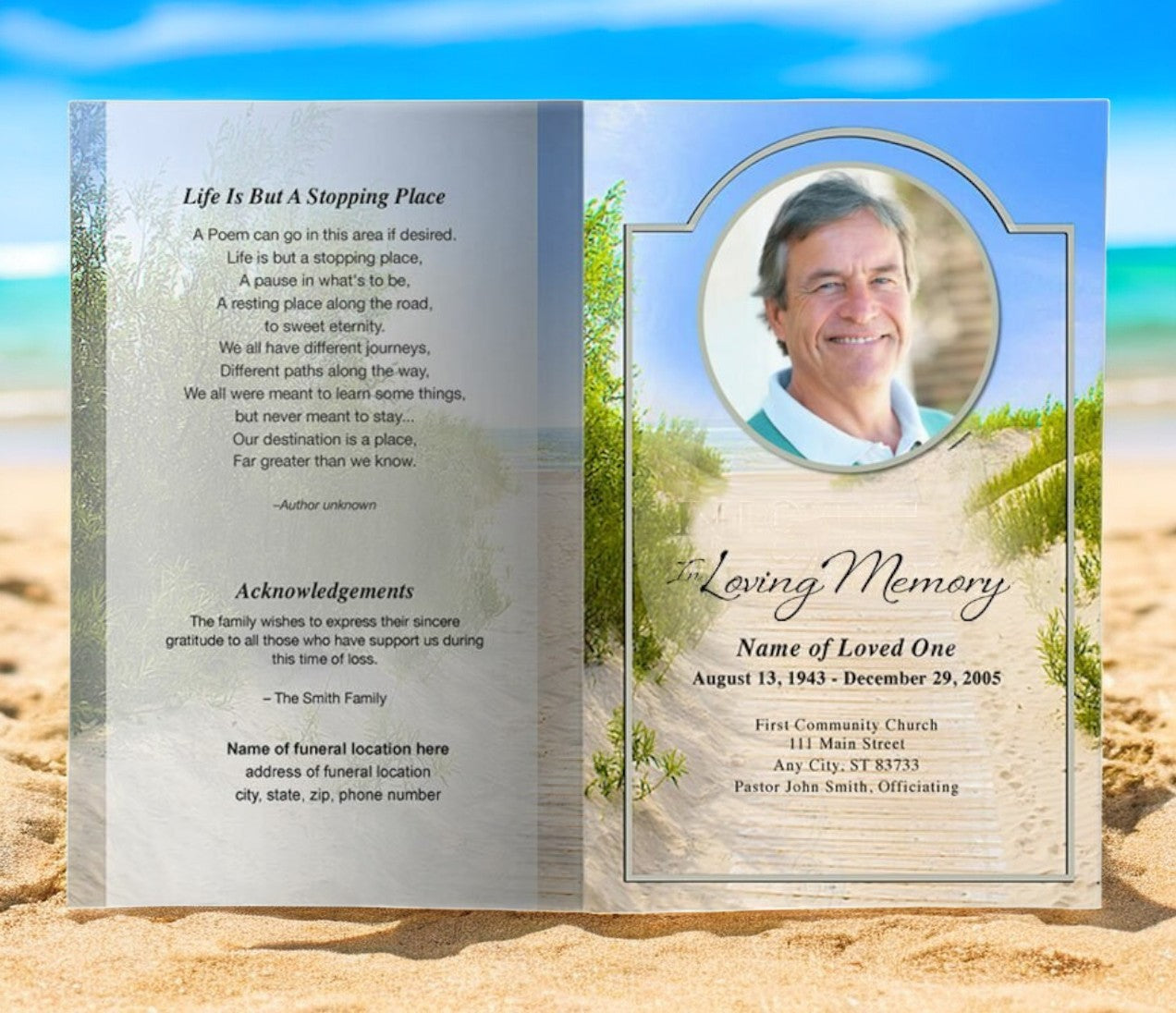 Sandunes Funeral Program Template