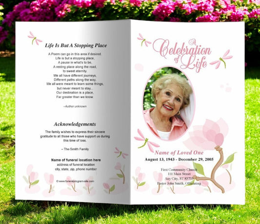 Magnolia Funeral Program Template