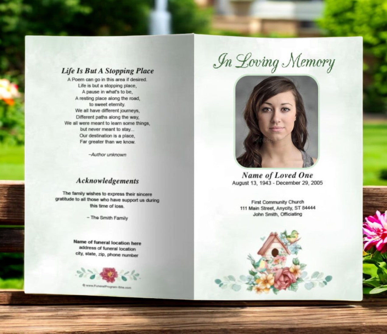 Birdhouse Funeral Program Template