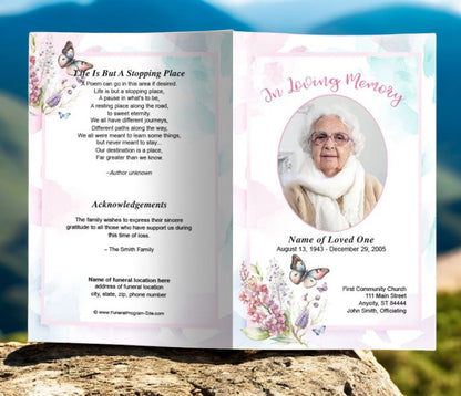 Spring Garden Funeral Program Template