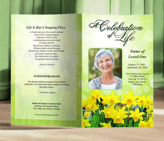 Daffodils Letter Single Fold Program Template