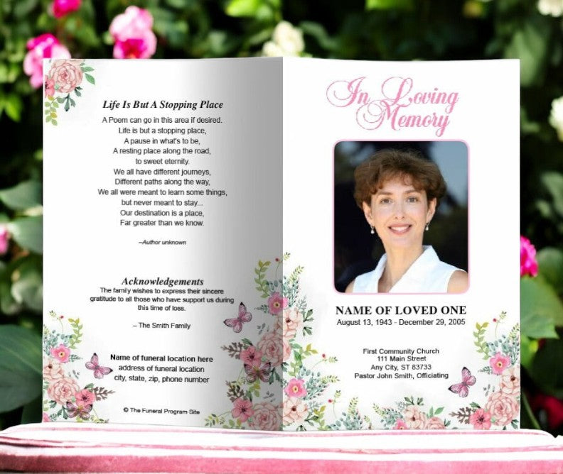 Charisma Watercolor Funeral Program Template