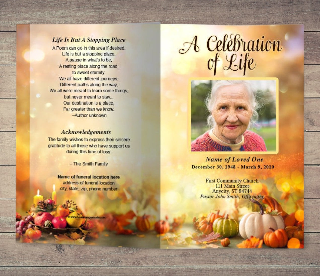 Thanksgiving Funeral Program Template