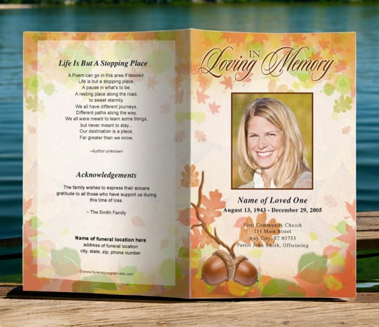 Autumn Funeral Program Template