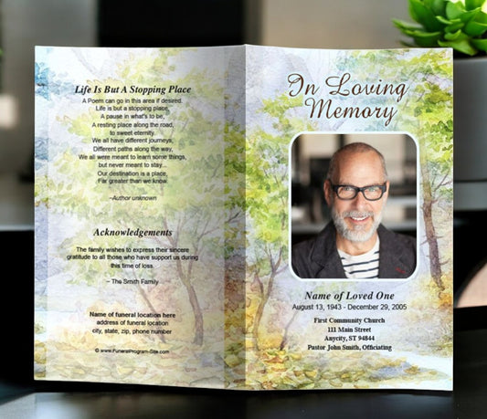 Greenery Funeral Program Template