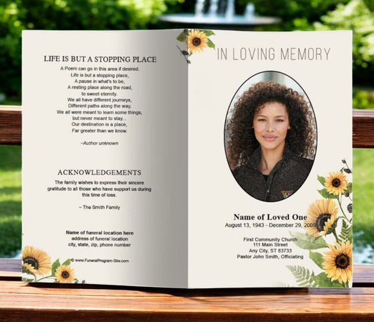 Black Eyed Susan Watercolor Funeral Program Template