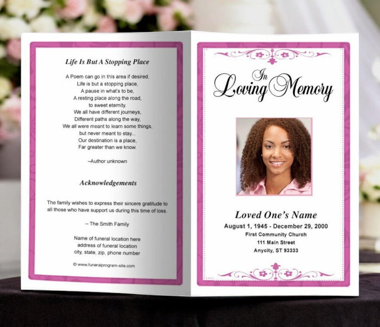 Fuschia Funeral Program Template