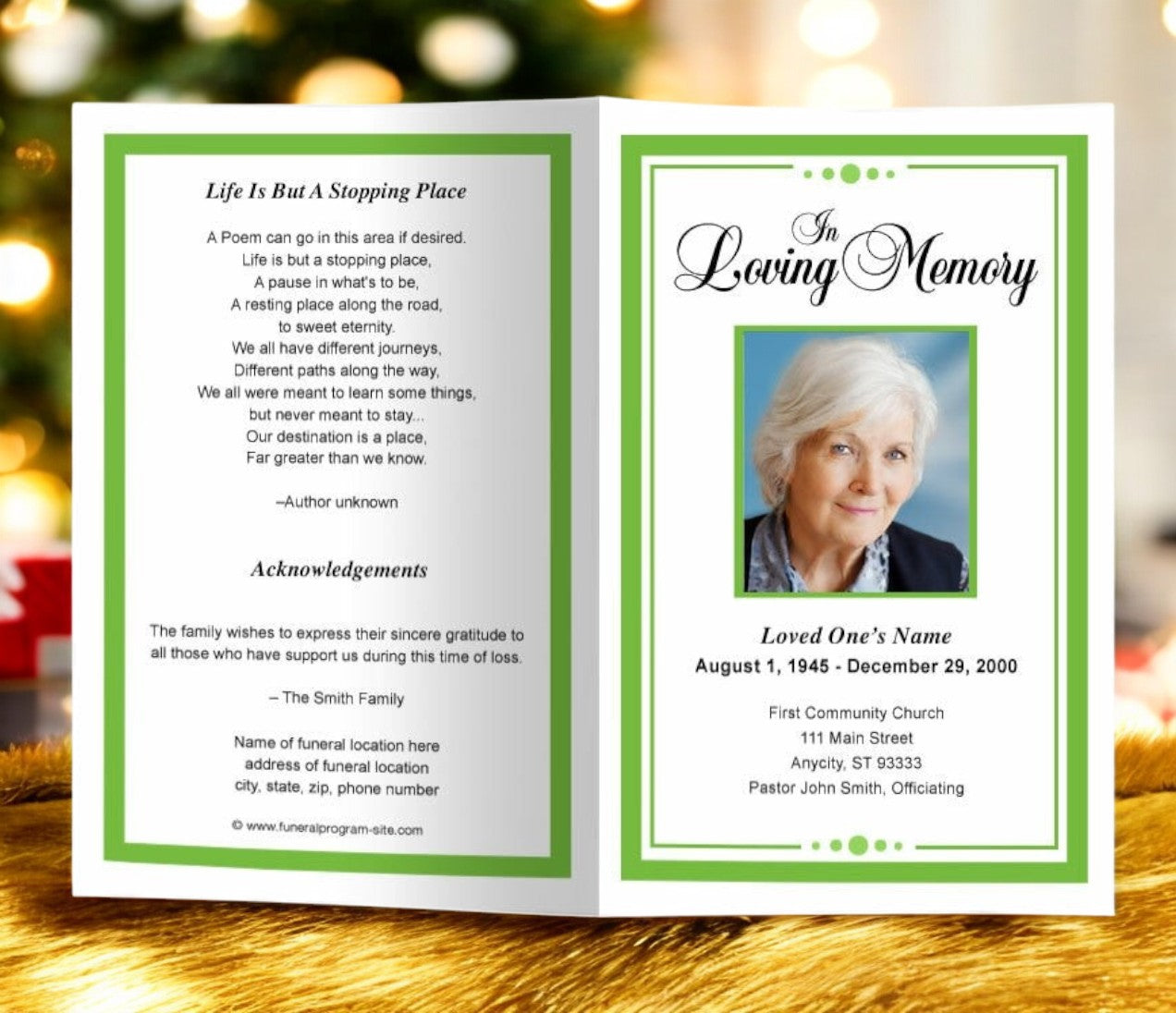 Dedication Funeral Program Template