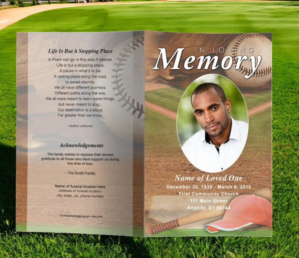 Baseball Funeral Program Template