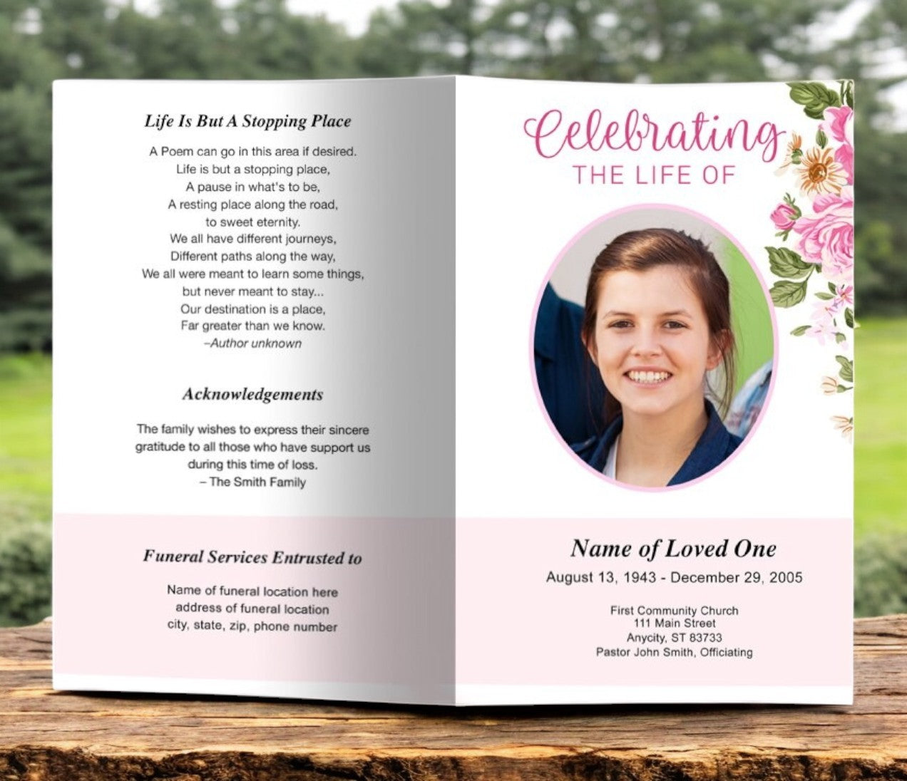 July Funeral Program Template