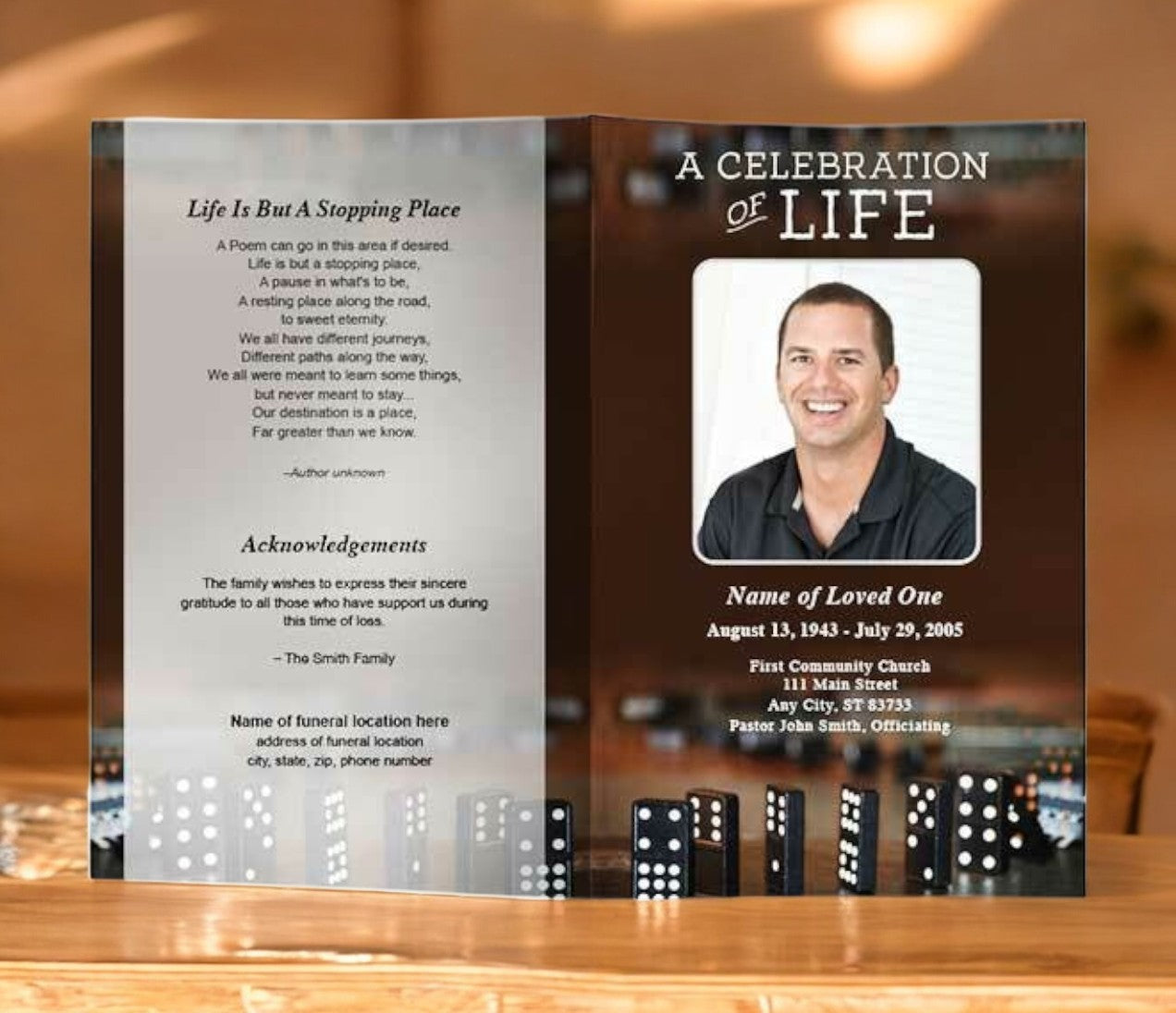 Dominoes Funeral Program Template