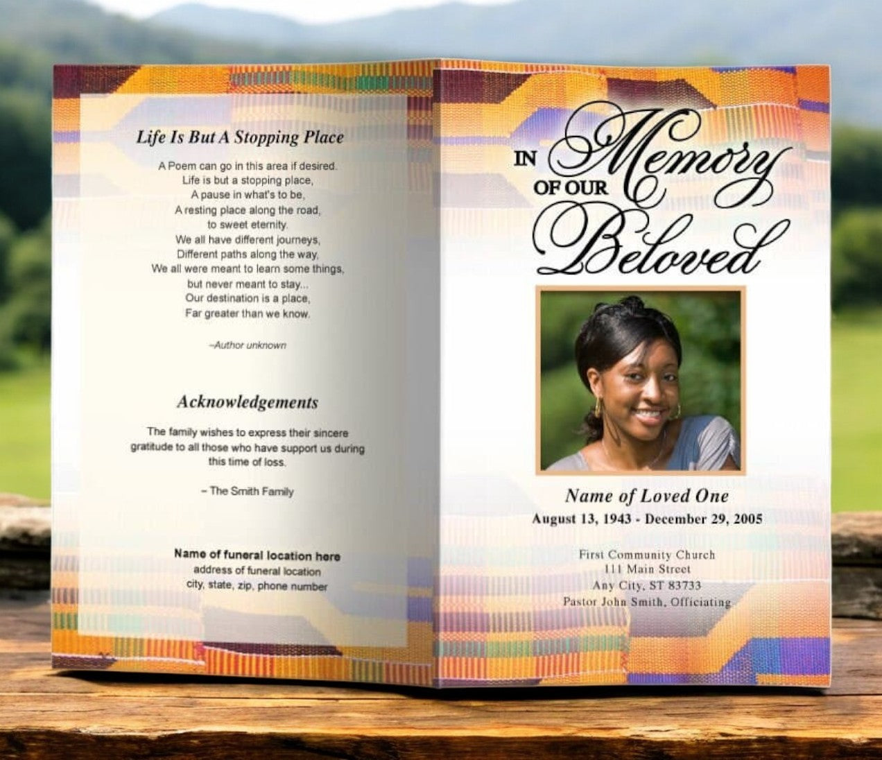 Kente Funeral Program Template