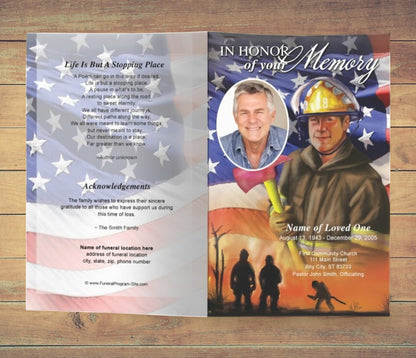 Fireman Funeral Program Template