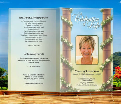 Pillars Funeral Program Template