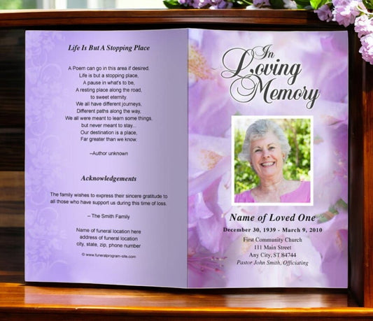 Lavender Funeral Program Template