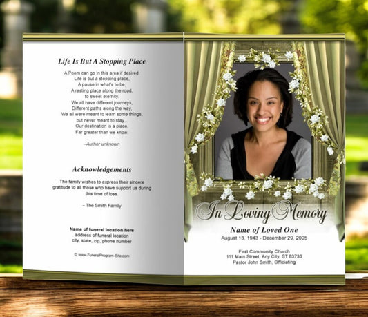 Drape Funeral Program Template