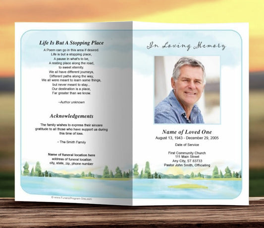 Dream Watercolor Funeral Program Template