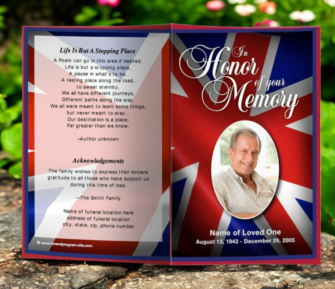 UK Flag Funeral Program Template