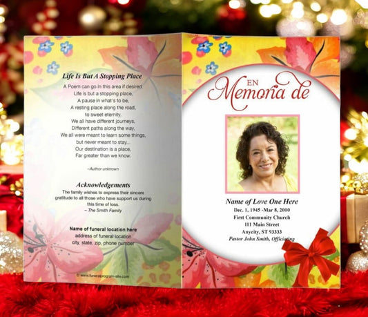 Flora Funeral Program Template