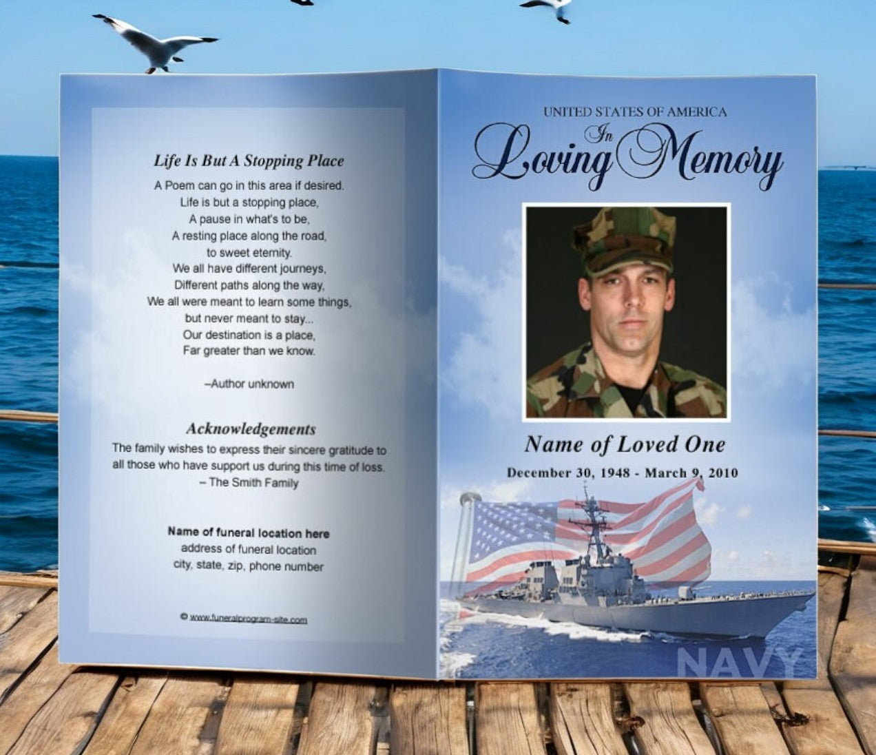 Navy Funeral Program Template