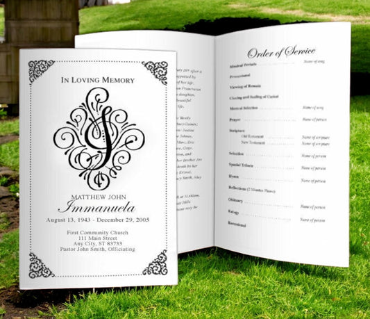 Monogram I Funeral Program Template