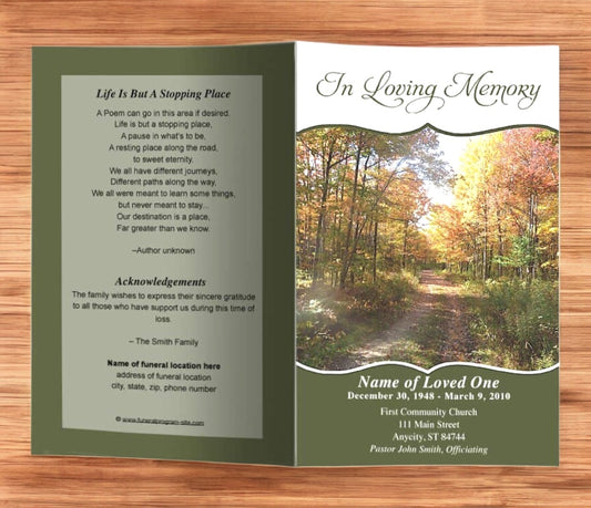 Fall Funeral Program Template