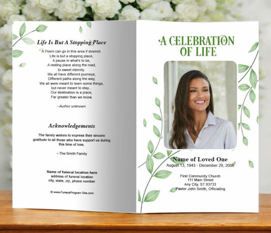 Fallen Leaf Funeral Program Template