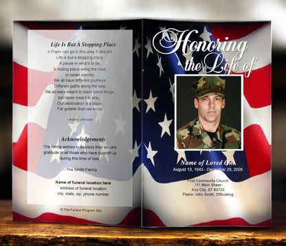 US Flag Funeral Program Template