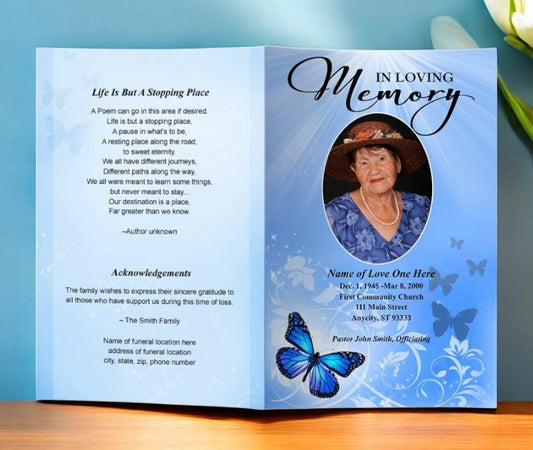 Butterfly Funeral Program Template