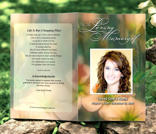 Floral Funeral Program Template