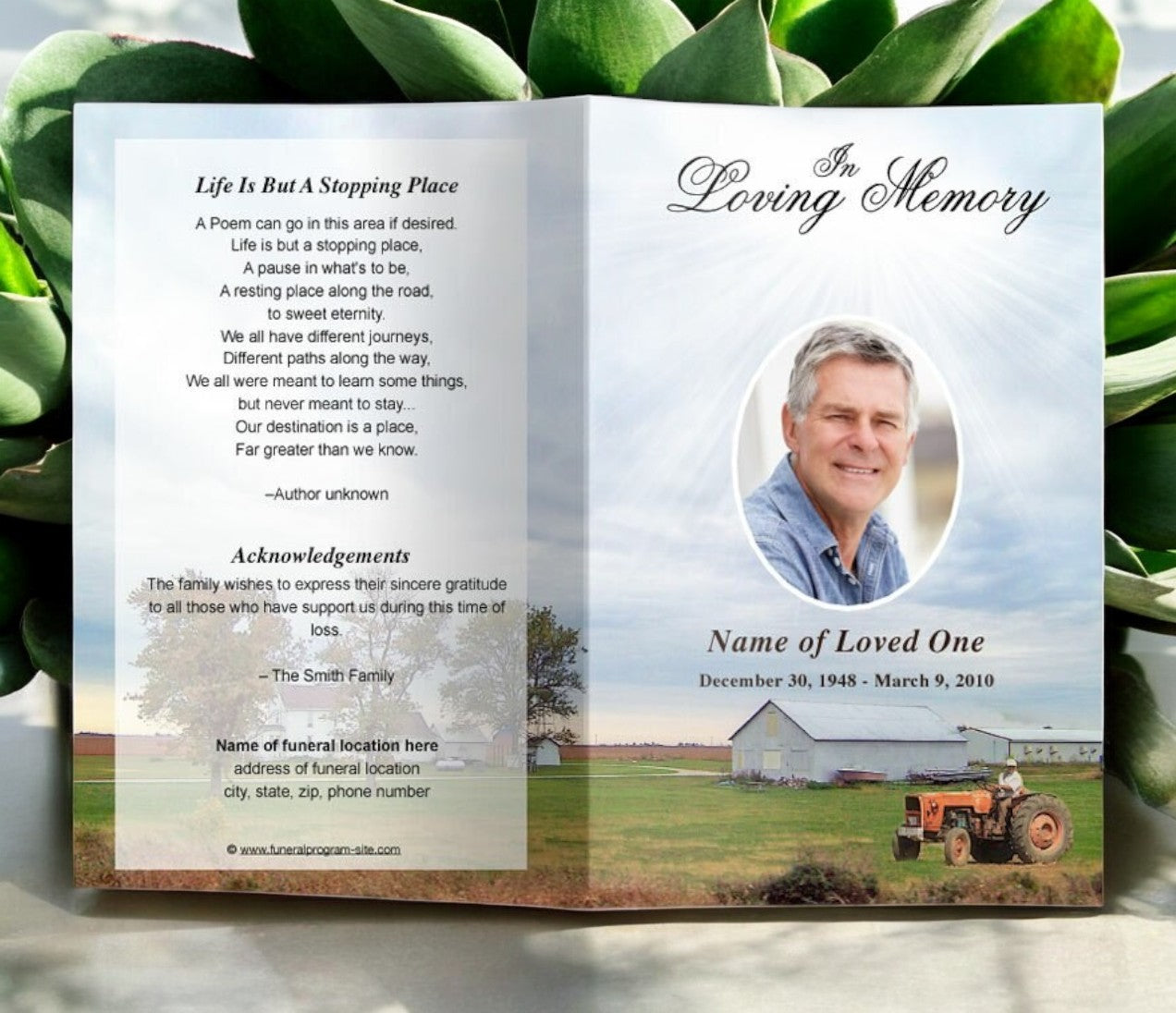 Farm Funeral Program Template