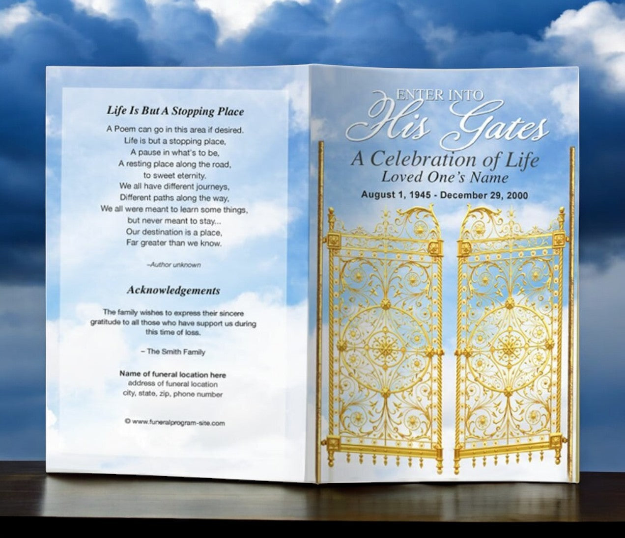 Gates Funeral Program Template