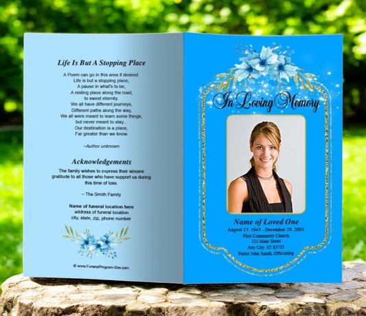 Floral Glitter Funeral Program Template