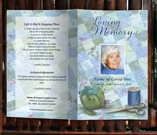 Quilt Funeral Program Template