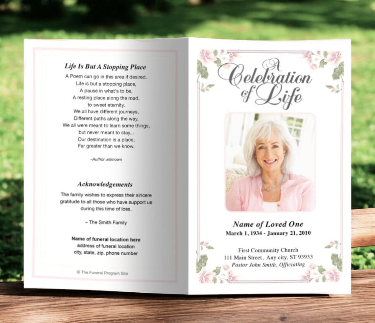 Floret Funeral Program Template